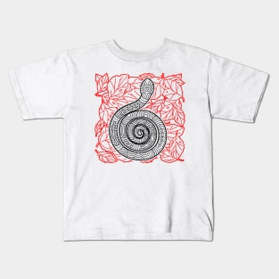 Tribal Snake Ink Art Tattoo Red Black Kids T-Shirt